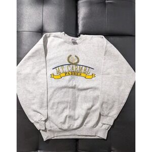 Vintage Mt Carmel Padres White Uni Sweeater‎ Pullover Hanes Comfort Blend L/XL